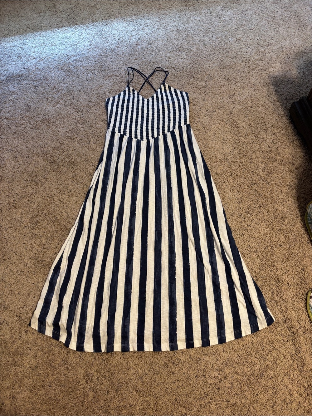 NWT American Eagle long stripes blue and white dress